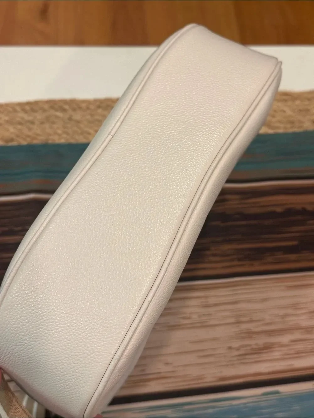 Kate Spade Cream Crossbody Bag with Striped Tan Strap